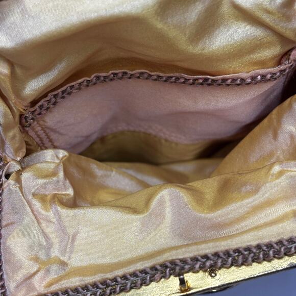 Antique 1900s French Micro-Steel Seed Bead Purse Gold Toned Metal Frame AS IS - Picture 6 of 14